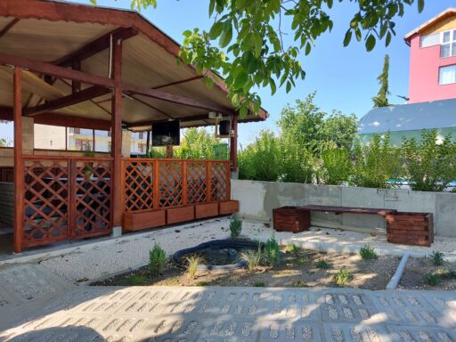 Outdoor Kitchen Pavilion with mini lake