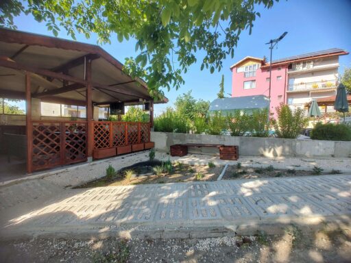 Outdoor Kitchen Pavilion with mini lake