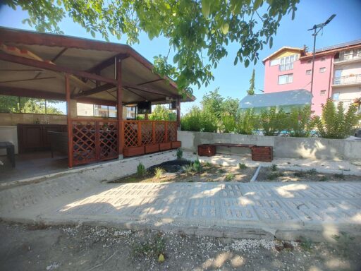 Outdoor Kitchen Pavilion with mini lake